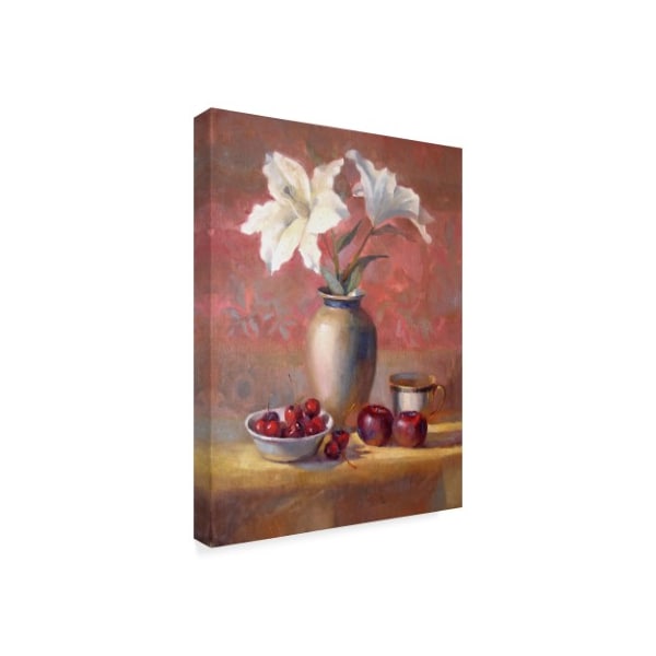 Hall Groat Ii 'Lilies With Plums And Cherries' Canvas Art,24x32